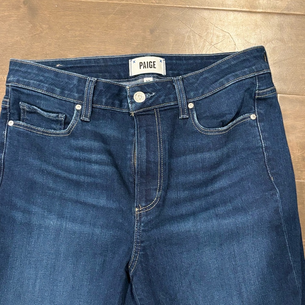 PAIGE High-Rise Dark Blue Stretch Denim Jeans